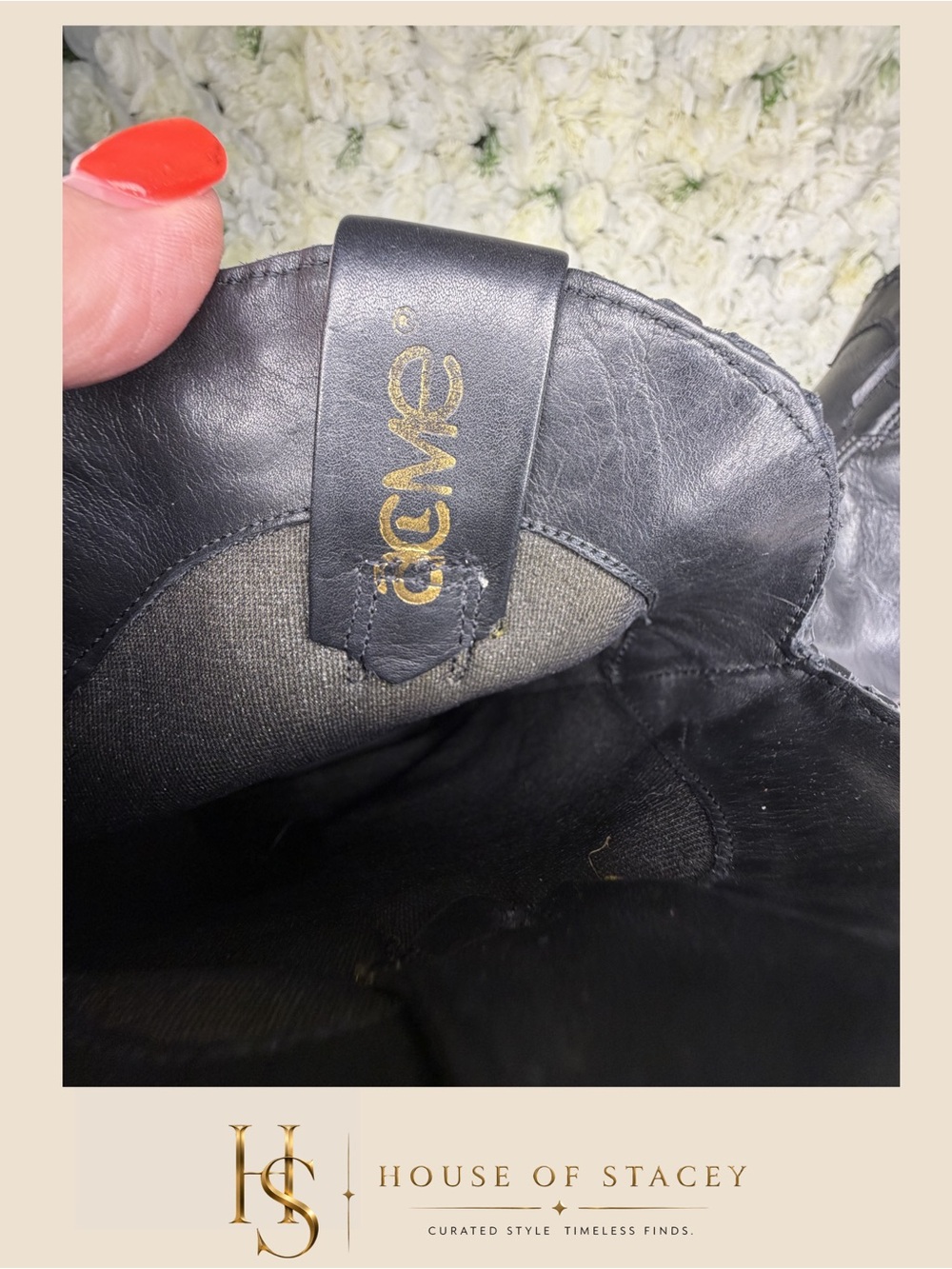 Acme Black Leather Fringe Cowboy Boots Size 7 Western Mid-Calf - Picture 6 of 12